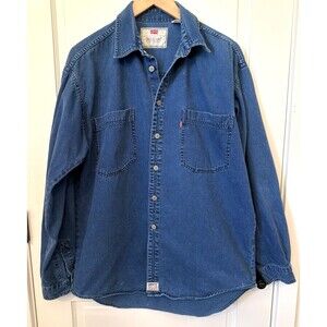 Vtg 90s Men's Levi's Denim Shirt M Metal Buttons 100% Cotton Western Rodeo